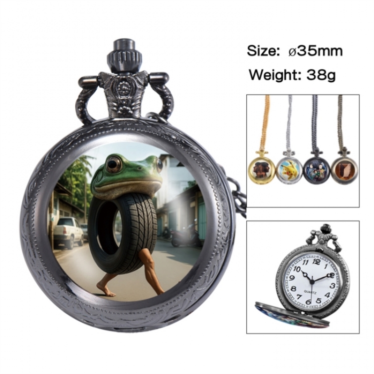 Italian-Brainrot Anime peripheral European and American retro flip pocket watch 35mm