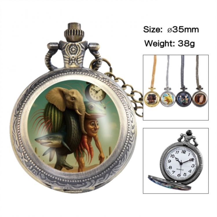 Italian-Brainrot Anime peripheral European and American retro flip pocket watch 35mm