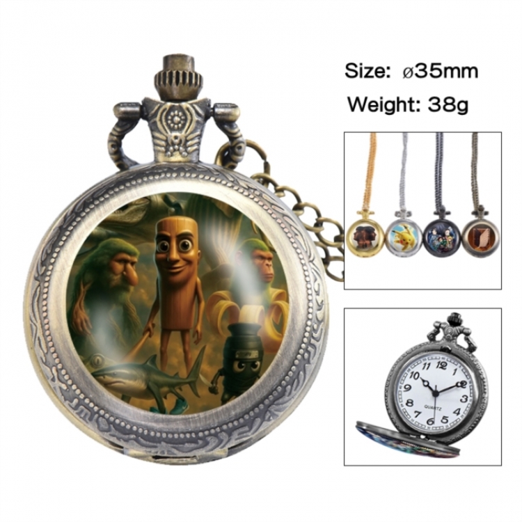 Italian-Brainrot Anime peripheral European and American retro flip pocket watch 35mm