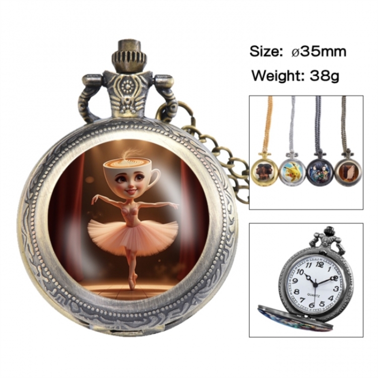 Italian-Brainrot Anime peripheral European and American retro flip pocket watch 35mm