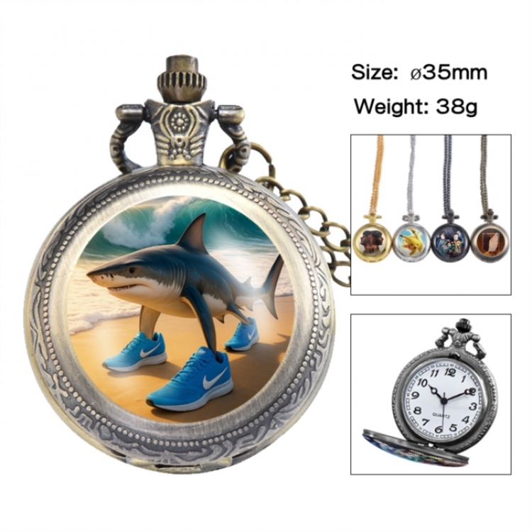 Italian-Brainrot Anime peripheral European and American retro flip pocket watch 35mm