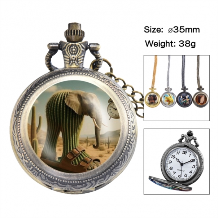 Italian-Brainrot Anime peripheral European and American retro flip pocket watch 35mm