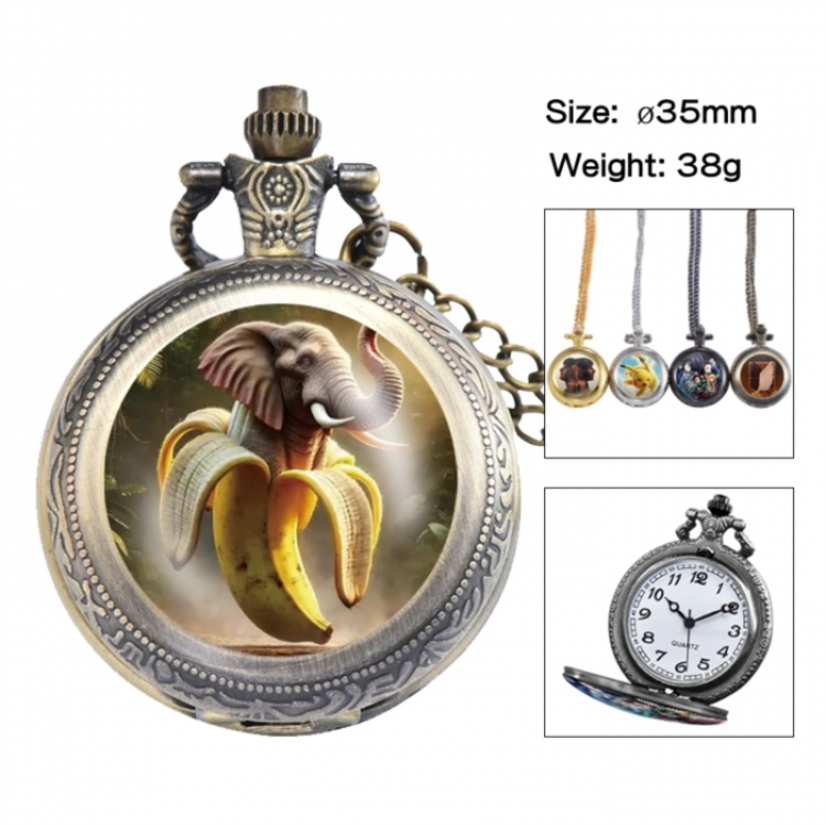 Italian-Brainrot Anime peripheral European and American retro flip pocket watch 35mm