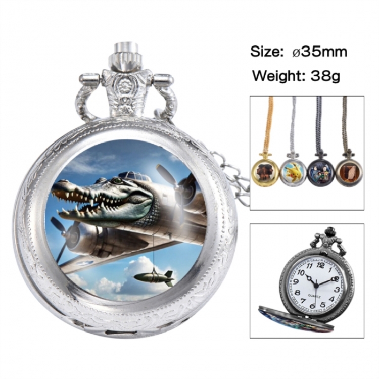 Italian-Brainrot Anime peripheral European and American retro flip pocket watch 35mm
