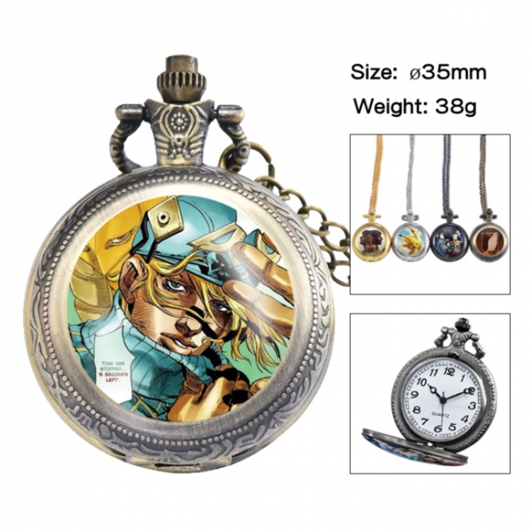 JoJos Bizarre Adventure Anime peripheral European and American retro flip pocket watch 35mm