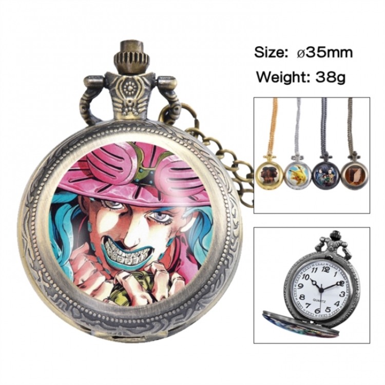 JoJos Bizarre Adventure Anime peripheral European and American retro flip pocket watch 35mm