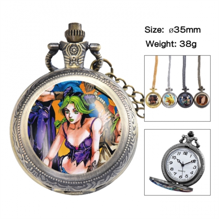 JoJos Bizarre Adventure Anime peripheral European and American retro flip pocket watch 35mm