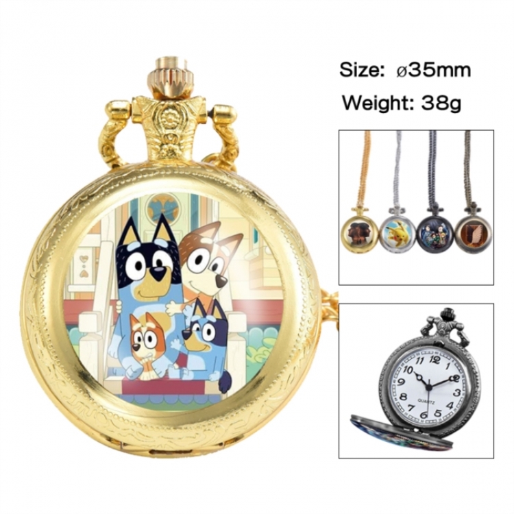 Bluey Anime peripheral European and American retro flip pocket watch 35mm