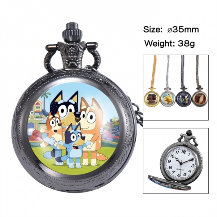 Bluey Anime peripheral European and American retro flip pocket watch 35mm