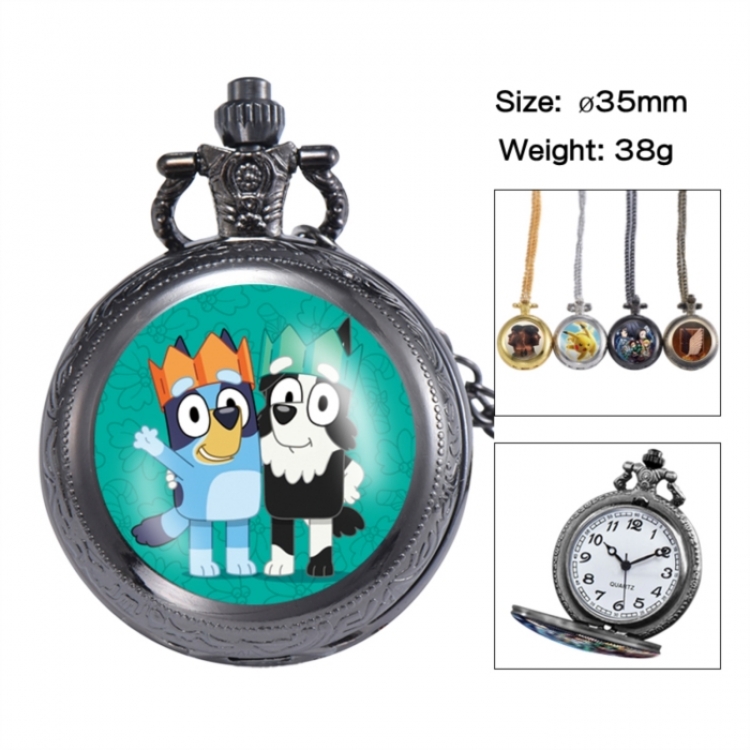 Bluey Anime peripheral European and American retro flip pocket watch 35mm