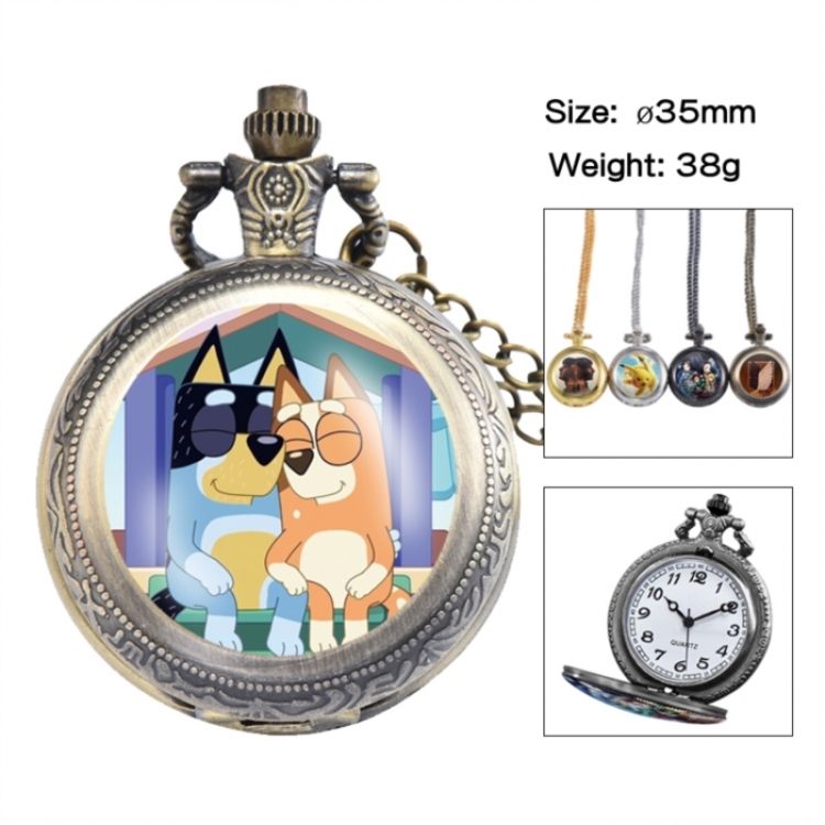 Bluey Anime peripheral European and American retro flip pocket watch 35mm