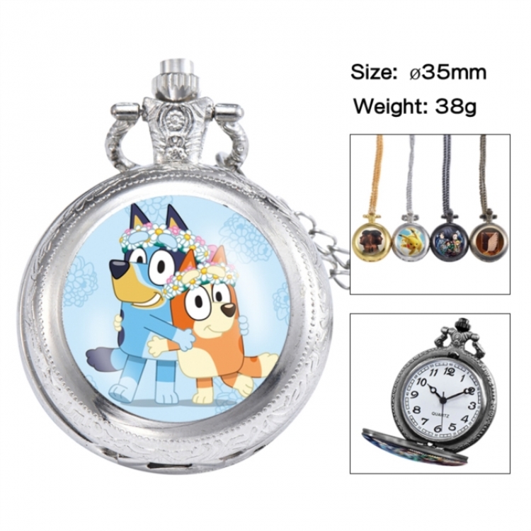 Bluey Anime peripheral European and American retro flip pocket watch 35mm