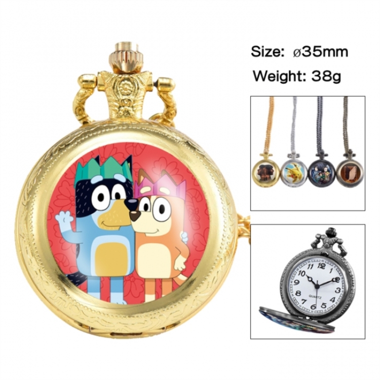 Bluey Anime peripheral European and American retro flip pocket watch 35mm