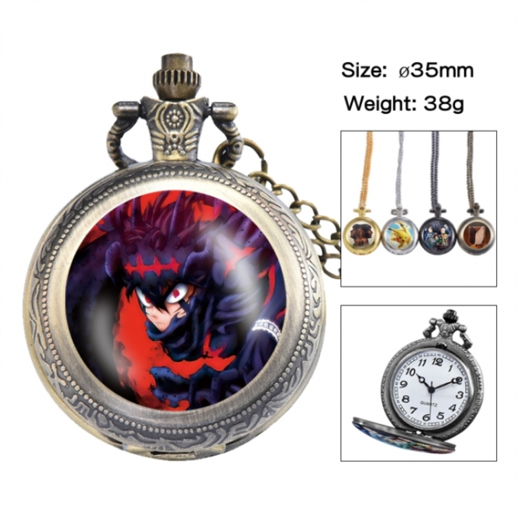 Black Clover Anime peripheral European and American retro flip pocket watch 35mm