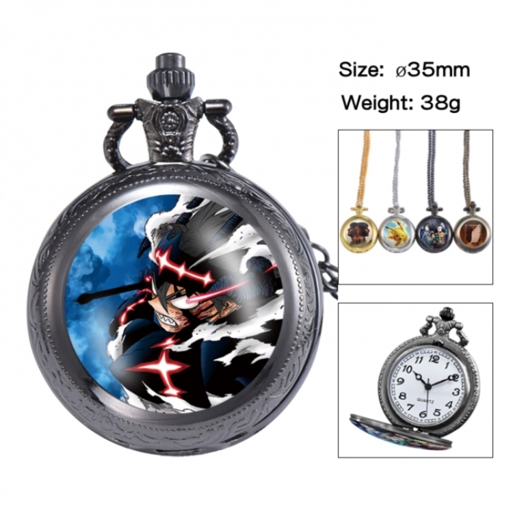 Black Clover Anime peripheral European and American retro flip pocket watch 35mm