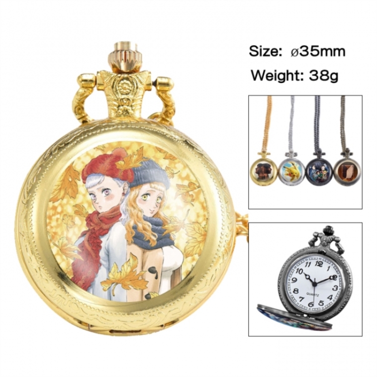 Black Clover Anime peripheral European and American retro flip pocket watch 35mm