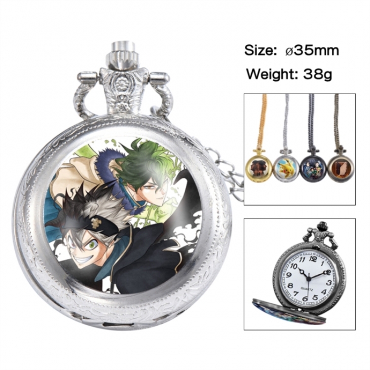 Black Clover Anime peripheral European and American retro flip pocket watch 35mm