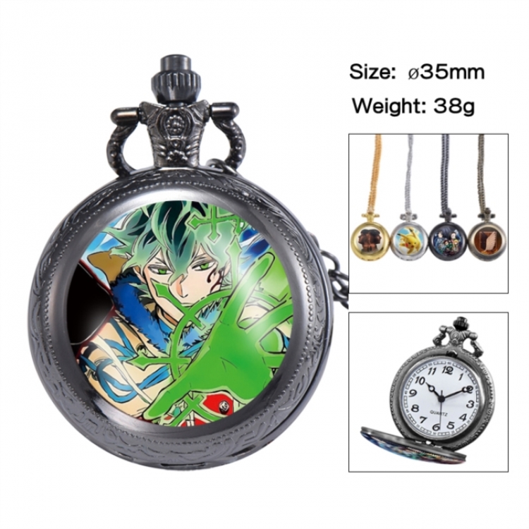 Black Clover Anime peripheral European and American retro flip pocket watch 35mm