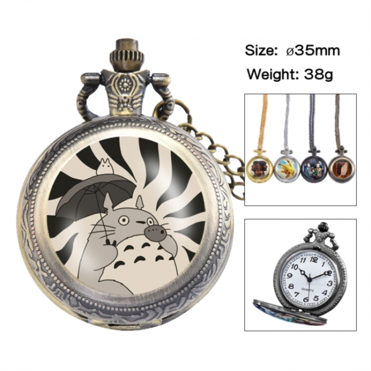 TOTORO Anime peripheral European and American retro flip pocket watch 35mm