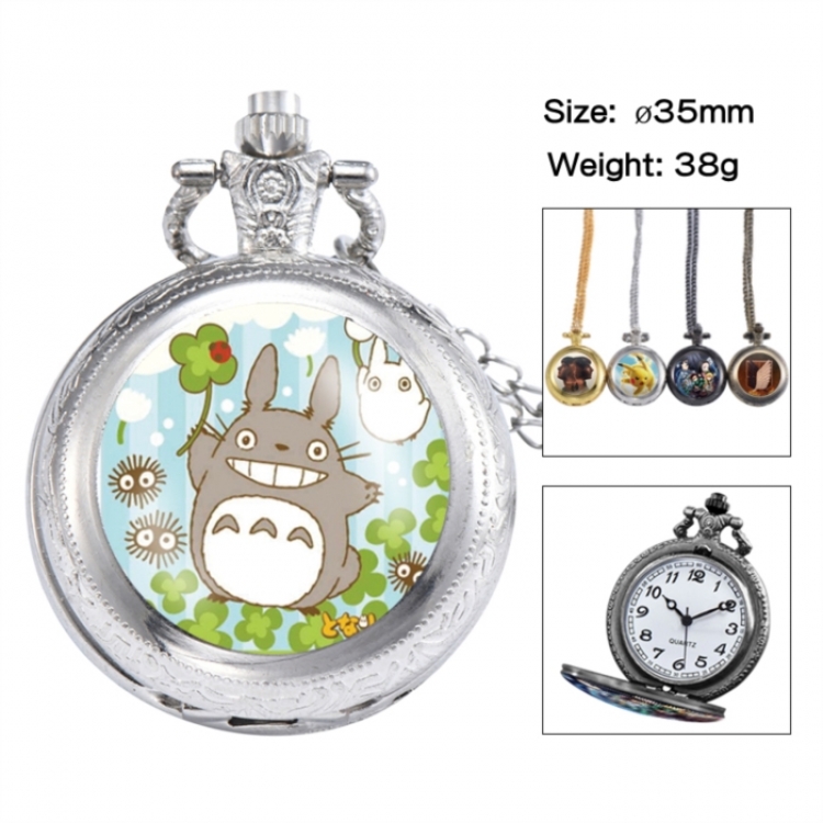 TOTORO Anime peripheral European and American retro flip pocket watch 35mm