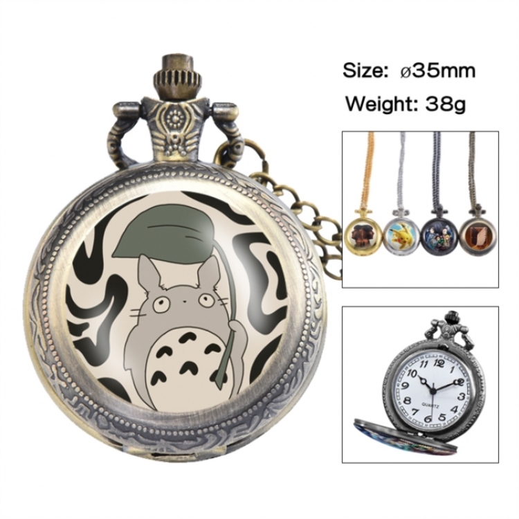 TOTORO Anime peripheral European and American retro flip pocket watch 35mm
