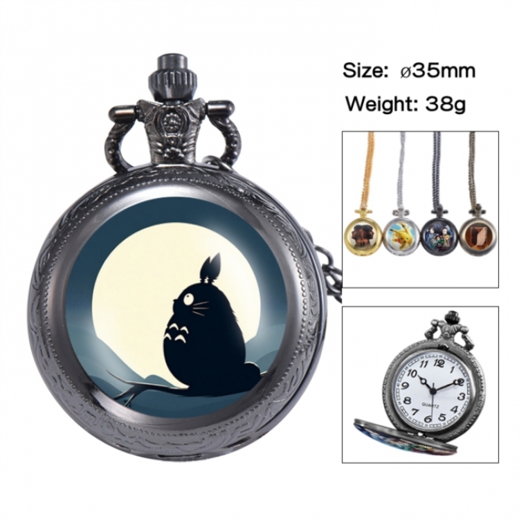 TOTORO Anime peripheral European and American retro flip pocket watch 35mm