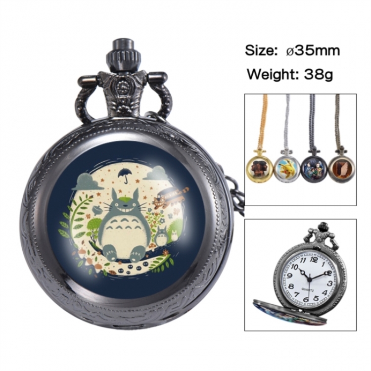 TOTORO Anime peripheral European and American retro flip pocket watch 35mm