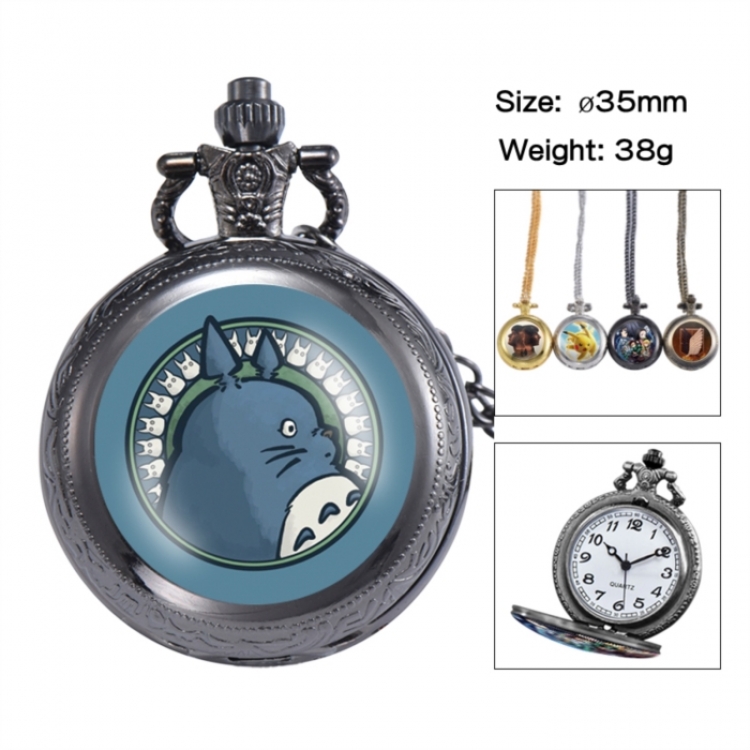 TOTORO Anime peripheral European and American retro flip pocket watch 35mm