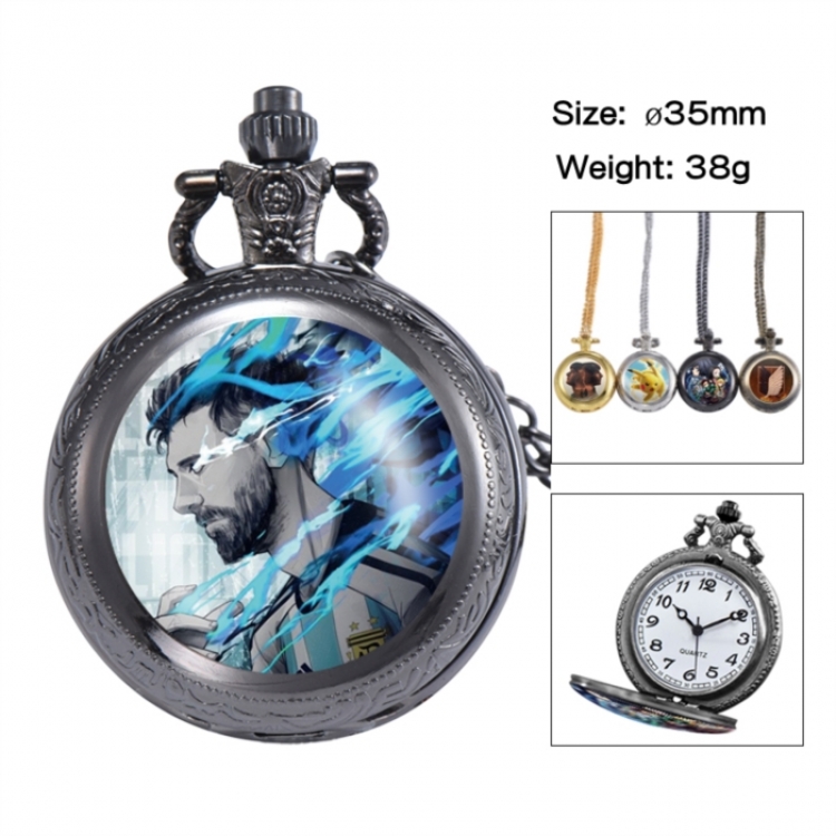 Messi Anime peripheral European and American retro flip pocket watch 35mm