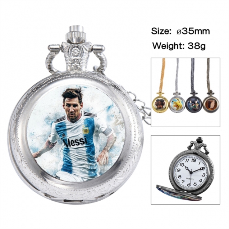Messi Anime peripheral European and American retro flip pocket watch 35mm