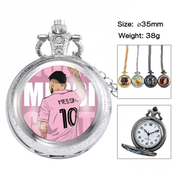 Messi Anime peripheral European and American retro flip pocket watch 35mm