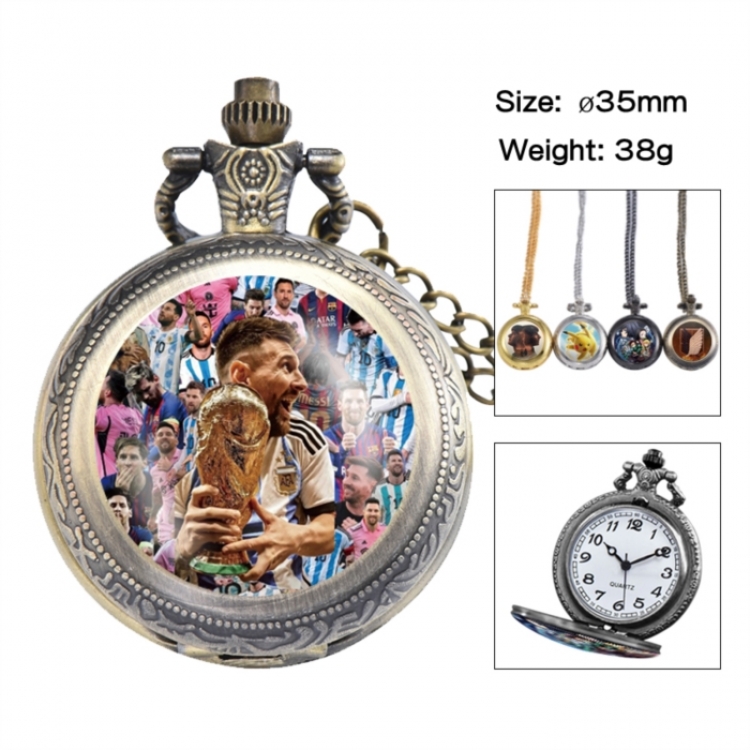 Messi Anime peripheral European and American retro flip pocket watch 35mm