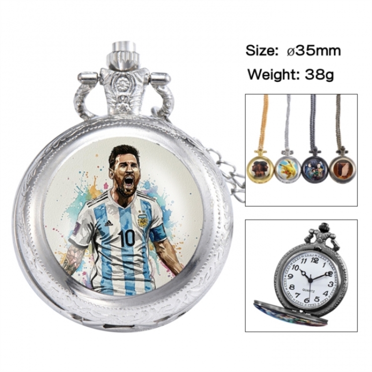 Messi Anime peripheral European and American retro flip pocket watch 35mm