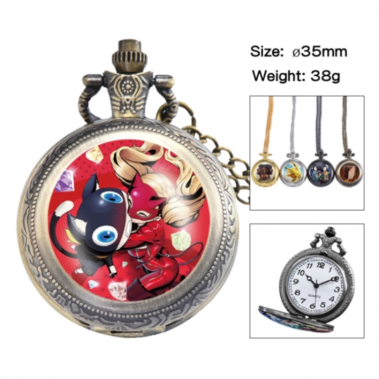 Megami Ibunroku Persona Anime peripheral European and American retro flip pocket watch 35mm