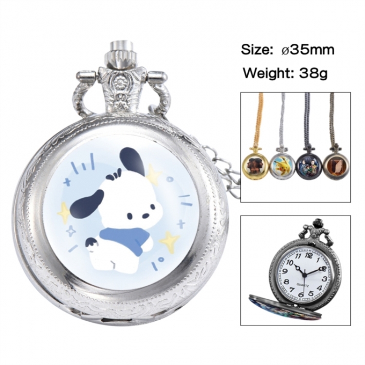 Pochacco Anime peripheral European and American retro flip pocket watch 35mm