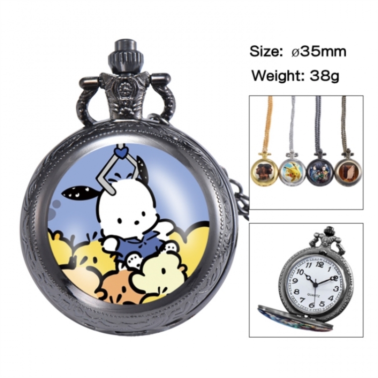 Pochacco Anime peripheral European and American retro flip pocket watch 35mm
