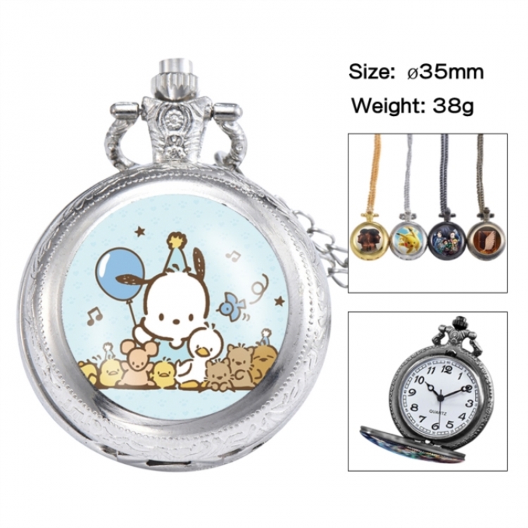 Pochacco Anime peripheral European and American retro flip pocket watch 35mm