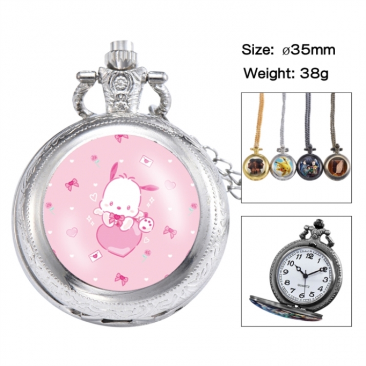 Pochacco Anime peripheral European and American retro flip pocket watch 35mm