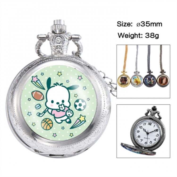 Pochacco Anime peripheral European and American retro flip pocket watch 35mm
