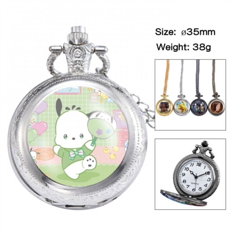 Pochacco Anime peripheral European and American retro flip pocket watch 35mm