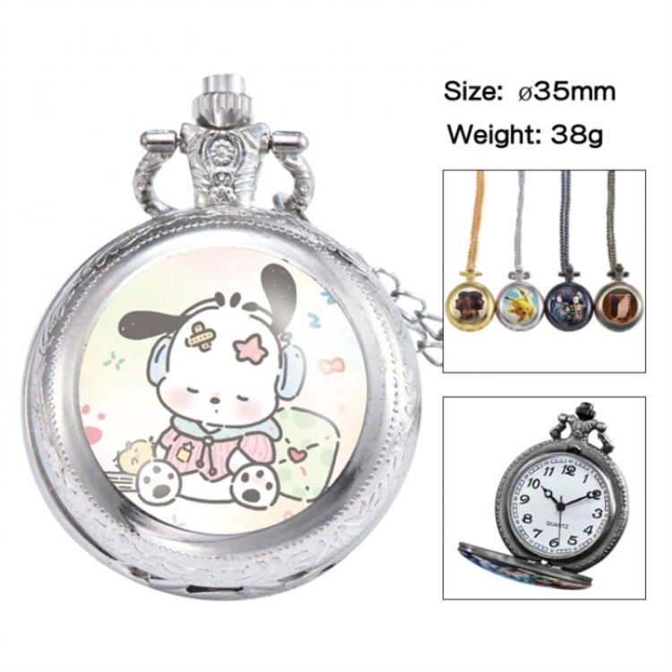 Pochacco Anime peripheral European and American retro flip pocket watch 35mm