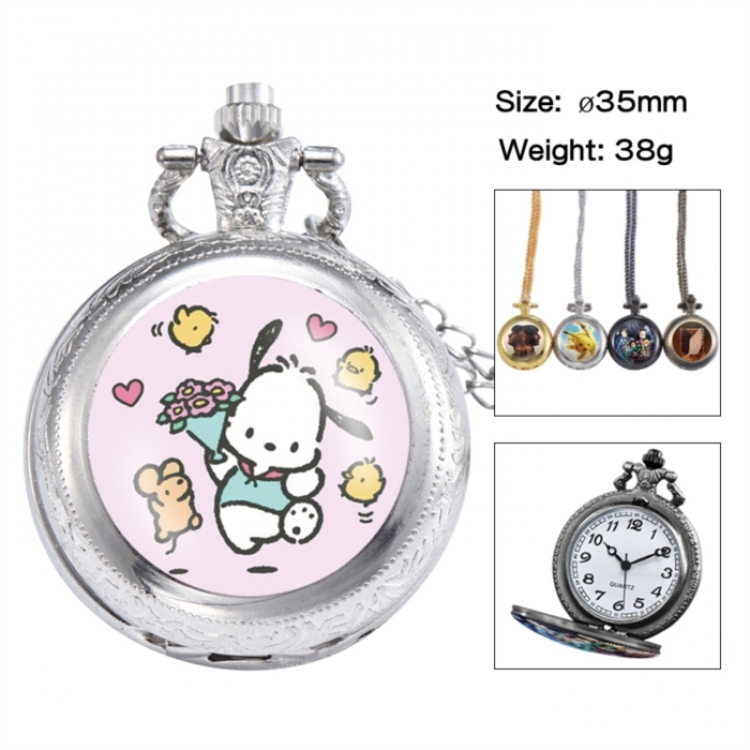Pochacco Anime peripheral European and American retro flip pocket watch 35mm