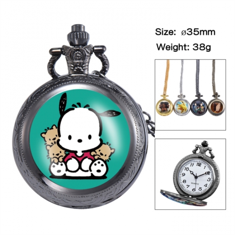 Pochacco Anime peripheral European and American retro flip pocket watch 35mm