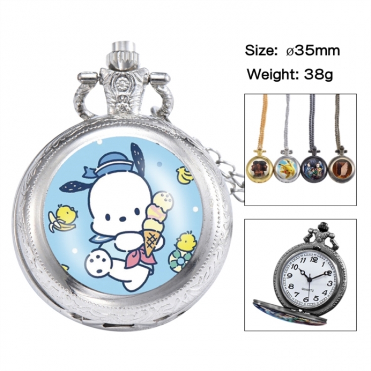 Pochacco Anime peripheral European and American retro flip pocket watch 35mm