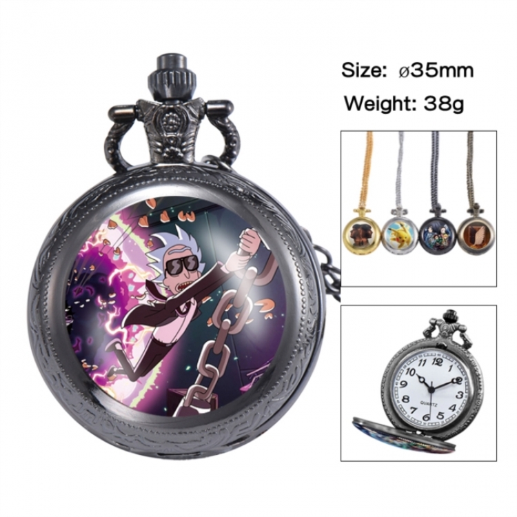 Rick and Morty Anime peripheral European and American retro flip pocket watch 35mm