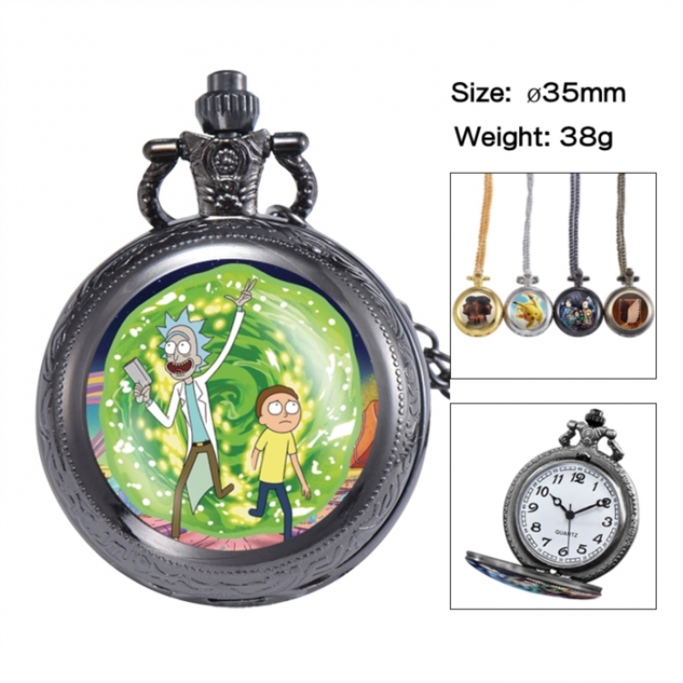 Rick and Morty Anime peripheral European and American retro flip pocket watch 35mm