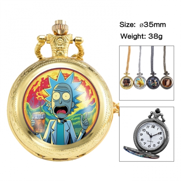 Rick and Morty Anime peripheral European and American retro flip pocket watch 35mm