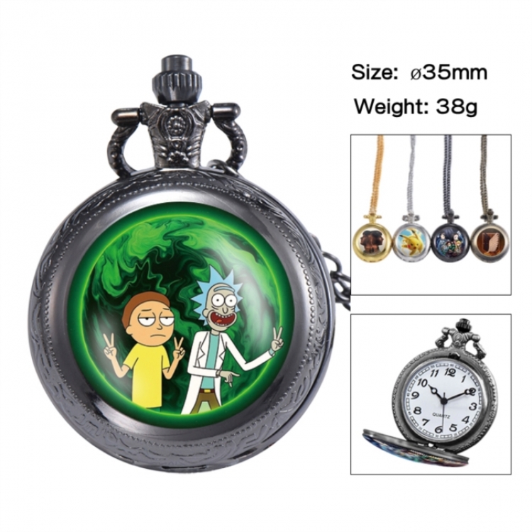 Rick and Morty Anime peripheral European and American retro flip pocket watch 35mm