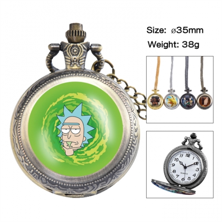 Rick and Morty Anime peripheral European and American retro flip pocket watch 35mm
