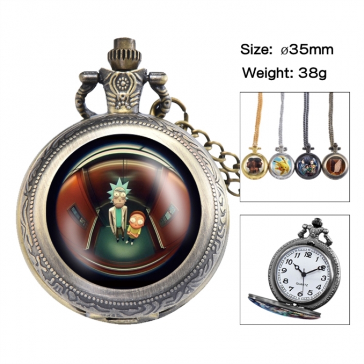 Rick and Morty Anime peripheral European and American retro flip pocket watch 35mm